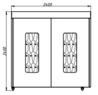 Шкаф для сушки и озонирования обуви (нерж.) 2400х2400х800мм 