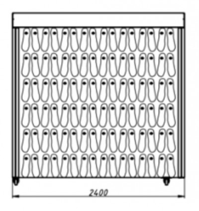 Шкаф для сушки и озонирования обуви (нерж.) 2400х2400х800мм 