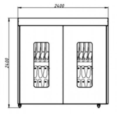 Шкаф озонирования и сушки одежды и обуви (нерж.) 2400х2400х800мм 